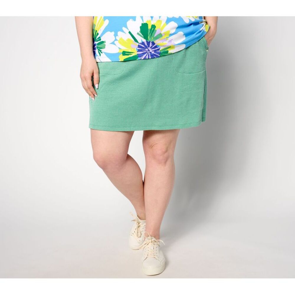 Sport Savvy Women's Plus Sz Skirt 4X Seersucker Pull-On Skort Green A638822